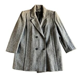 Holly Deb Vintage Gray Herringbone Double Breasted Pea Coat Made in USA ILGWU